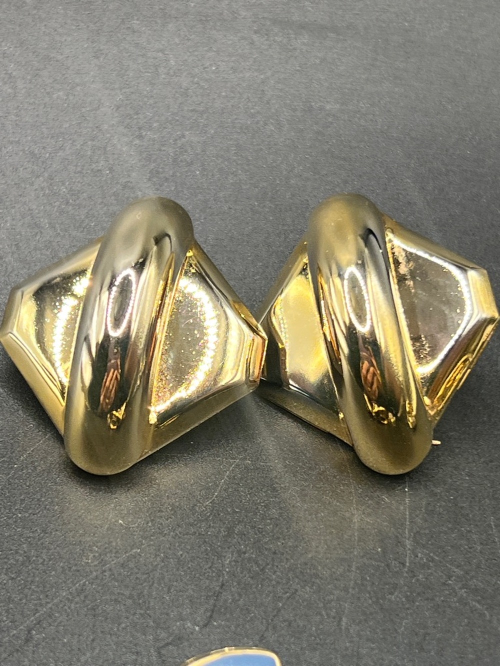 Vintage Gold Geometric Clip-On Earrings